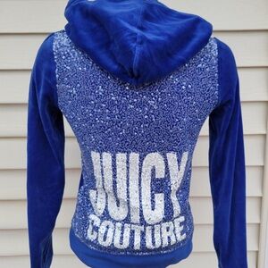 Royal Blue Juice Couture Crystal Sequined Vintage Velour Jacket in M